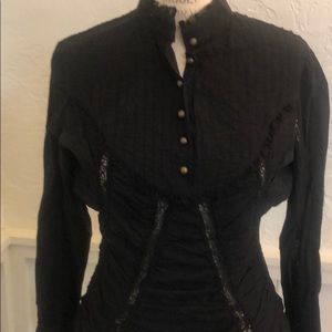 Victorian black lace & cotton blouse